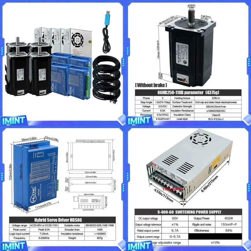 Hybrid Servo Driver Nema 34 8.5Nm - ชุดมอเตอร์สเต็ปเปอร์แบบวงปิด 4 แกน Nema 34 แรงบิด