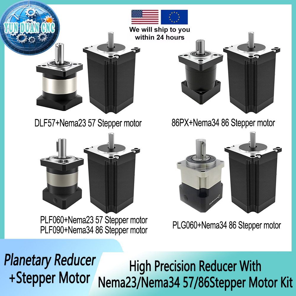 Planetary Gearbox Reducer Nema 23 34 - ชุดมอเตอร์สเต็ปเปอร์พร้อมเกียร์ทดรอบแบบแพลนเนทารี 57/86 มม. Nema23/34 ระบบเกียร์ทดรอบแบบแพลนเนทารีในตัว สำหรับเครื่อง