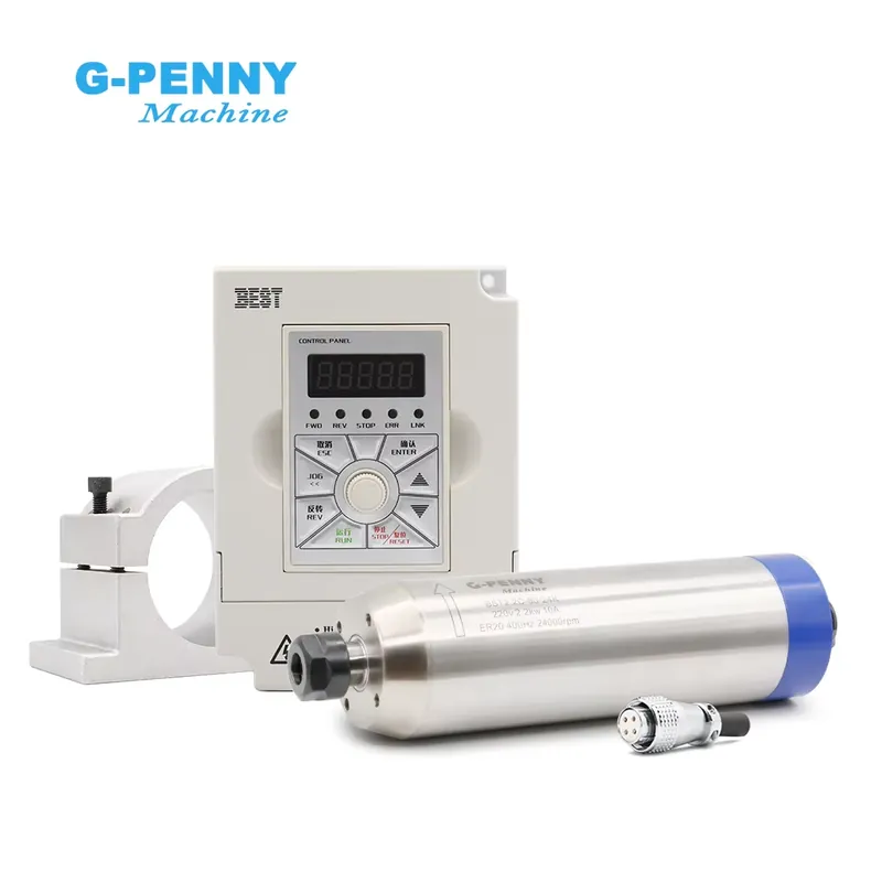 2.2Kw Water Cooled Spindle Kit Vfd - ชุดมอเตอร์แกนหมุน G-penny 2.2KW ER20 D80 สำหรับงานไม้
