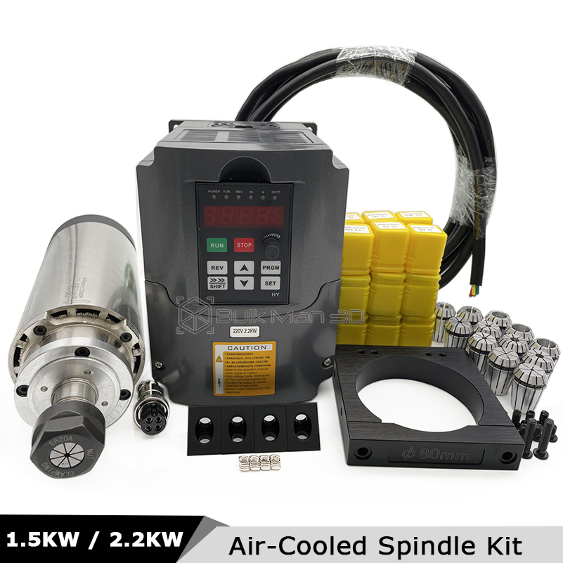 ชุดแกนมอเตอร์ CNC ระบายความร้อ - Air Cooled 1.5Kw Spindle Motor Inverter 110V บทวิจารณ์และราคา