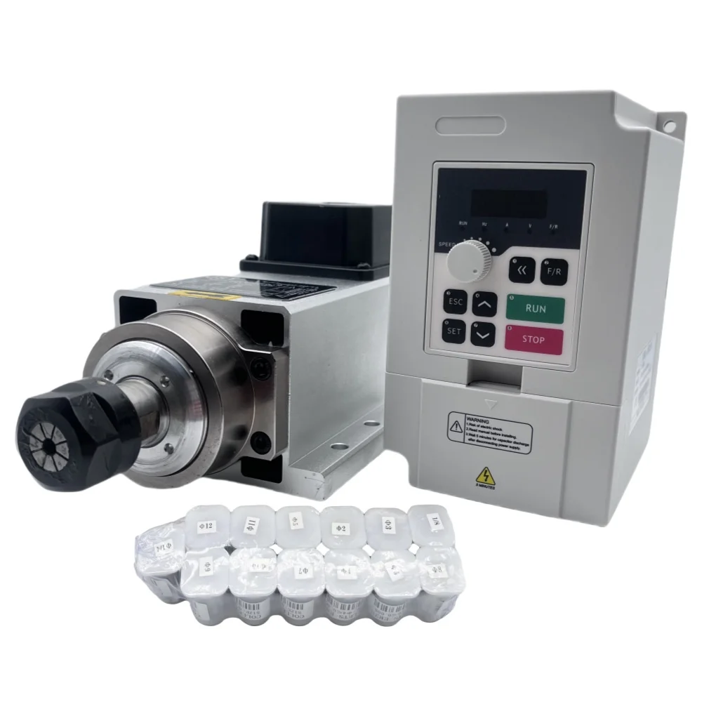 ชุดมอเตอร์แกนหมุน CNC 1.5KW ER - Air Cooled 1.5Kw Spindle Motor Inverter 110V บทวิจารณ์และราคา