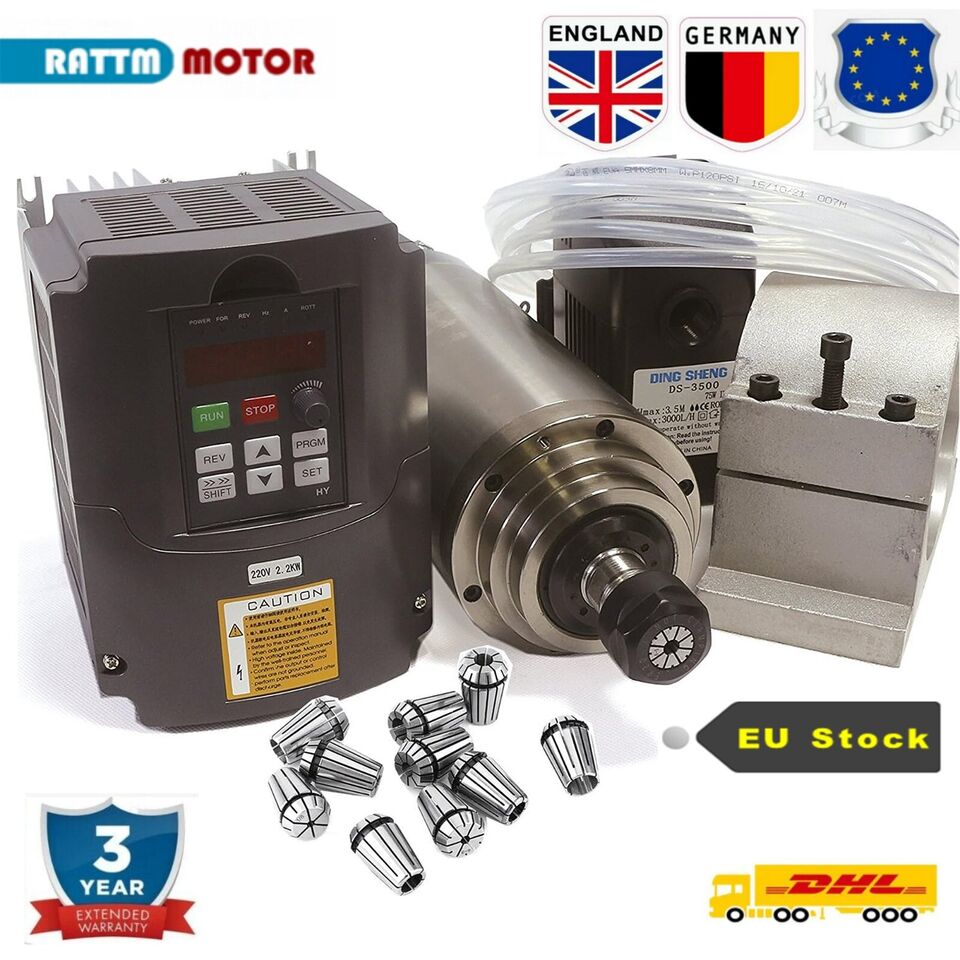 ชุดมอเตอร์แกนหมุนน้ำเย็น, 2.2K - 2.2Kw Water Cooled Spindle Kit Vfd บทวิจารณ์และราคา